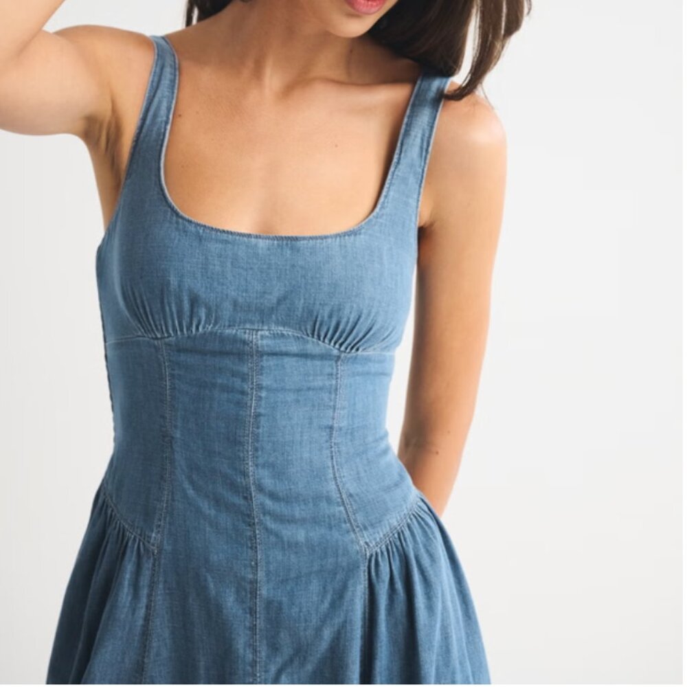 Abercrombie & Fitch Blue Denim Midi Dress - Picture 4 of 5